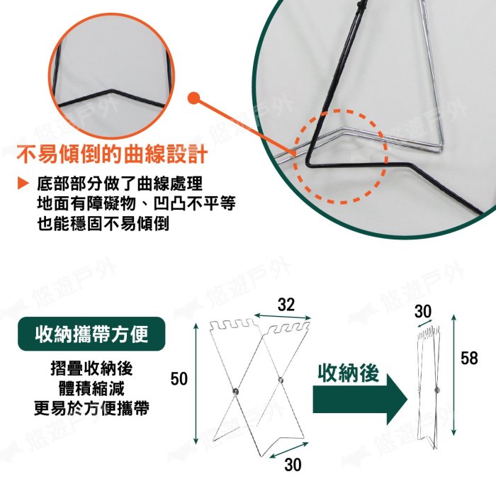 【camp plus】折疊垃圾架 可折疊落地垃圾袋架 不鏽鋼 收纳架子 創意垃圾桶 垃圾袋收納支架 野炊露營 悠遊戶外