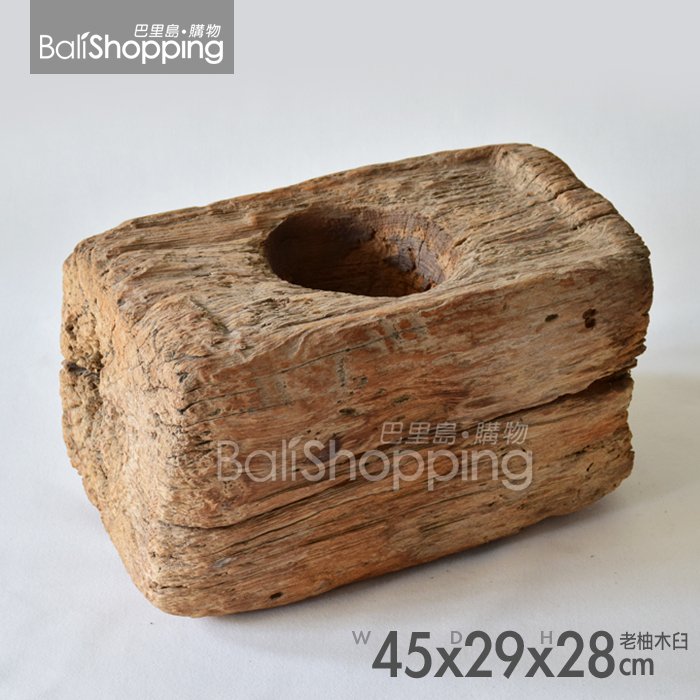 【Bali Shopping巴里島購物】峇里島天然風化老柚木臼45x29x28cm實木藝術擺飾陳列佈置花器