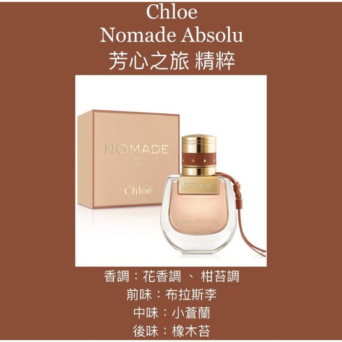 【香舍】Chloe Nomade Absolu 芳心之旅 精粹 女性淡香精 30ML/75ML