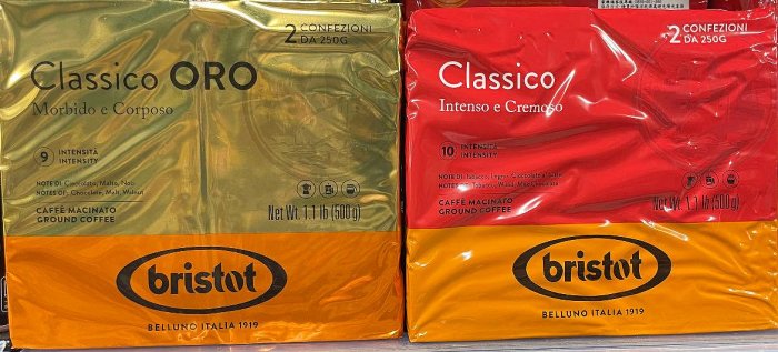 4/20前 義大利Bristot Classico ORO 金牌濾泡式咖啡粉500g(250g x2)或經典濾泡式咖啡粉500g(250g x2)