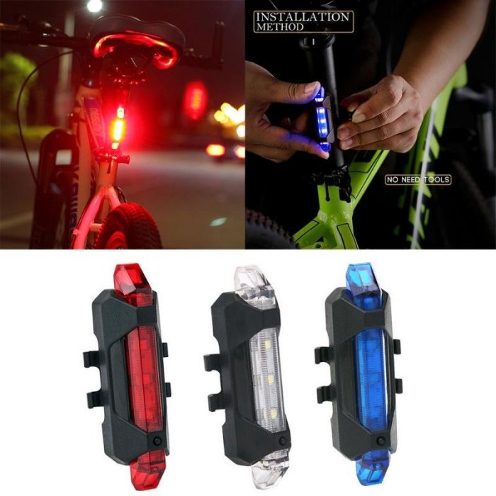 自行車後 LD 燈 LD 自行車後尾燈 S 充電山地車燈防水燈自行車配件腳踏車-星紀