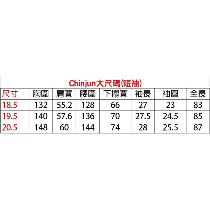 【CHINJUN/35系列】大尺碼 抗皺襯衫-短袖、18.5吋、19.5吋、20.5吋