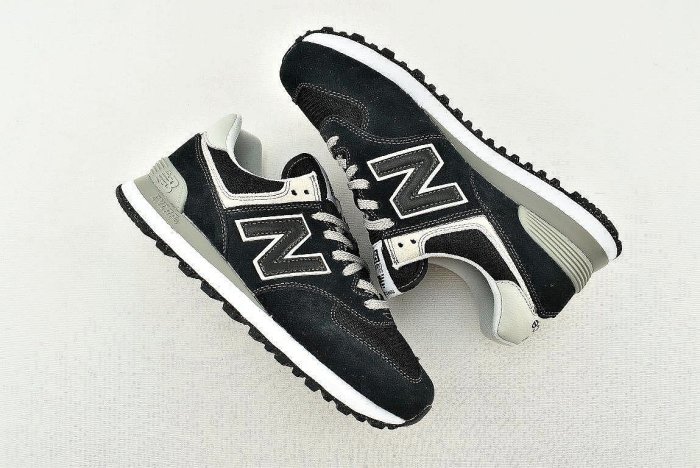 【實拍】NEW BALANCE 574 慢跑鞋 NB574 黑白 黑灰 復古 麂皮 男女鞋