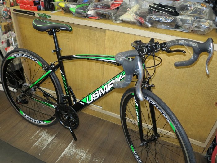 【冠鑫自行車】優世麥 USMAY RS 1.0 700c 21速 SHIMANO 彎把 公路車 跑車 黑綠色 高雄