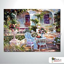 【放畫藝術】田園花園景176 純手繪 油畫 橫幅 多彩 暖色系 無框畫 精選 餐廳 裝潢 室內設計 居家佈置
