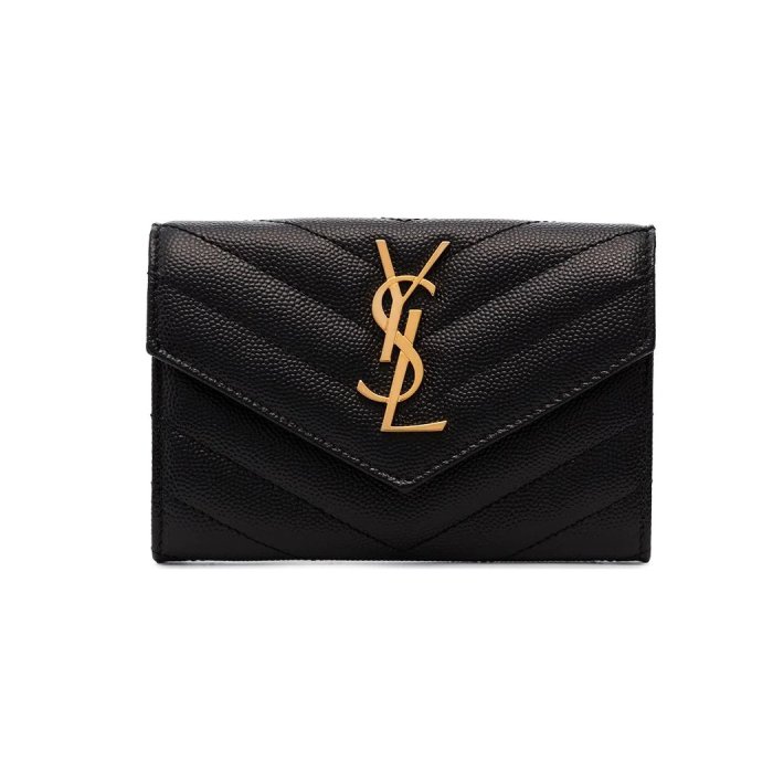 [全新真品代購] SAINT LAURENT YSL 粒面皮革 卡夾 / 錢包 (Monogram) 魚子醬