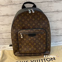 《真愛名牌精品》LV M45349 JOSH BACKPACK  老花黑邊後背包 *全新*代購