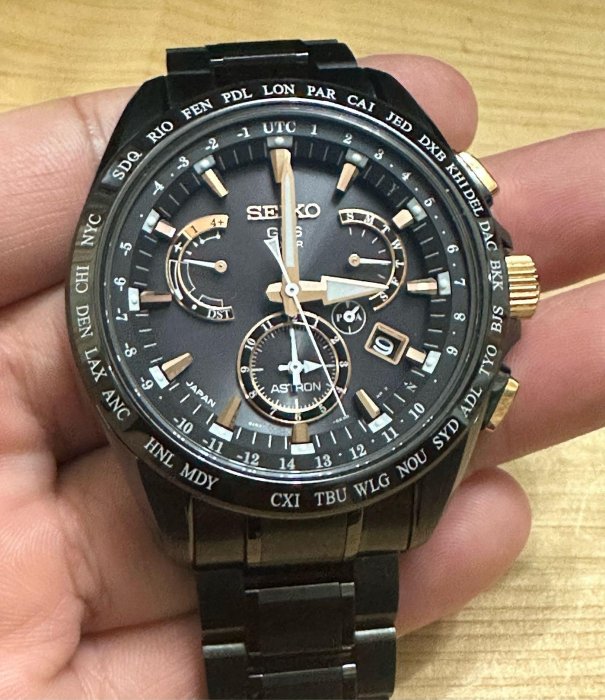 SEIKO ASTRON GPS 鈦 衛星太陽能電波腕錶(SSE075J1)-黑/45mm