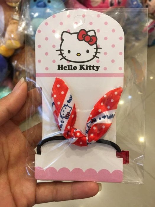 阿虎會社【B - 200】正版 三麗鷗 hello kitty 挷頭髮  髮圈 髮束 兔子耳朵造型 兔耳髮圈束 紅色點點