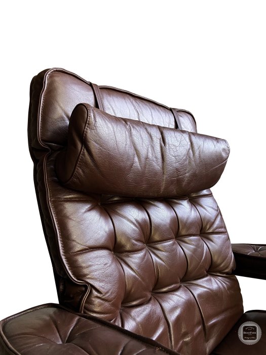 【 BRASS PARK 銅公園 】北歐皮革扶手單椅（椅背可調整）躺椅/二手老件/休閒椅/工作椅/單人沙發/主人椅