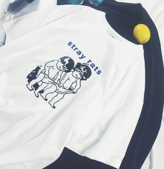 FINDSENSE MD 韓國 時尚潮 男 休閒寬鬆 卡通小孩圖案 短袖T恤 特色短T 學生T