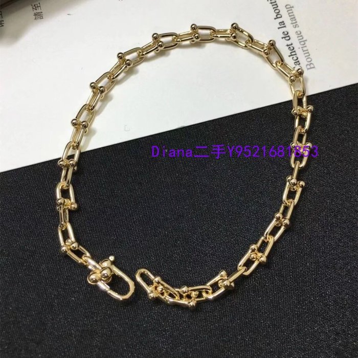 Diana二手 Tiffany蒂芙尼 Tiffany HardWear 系列 18K 黃金中圈鏈環手鏈 GRP09437