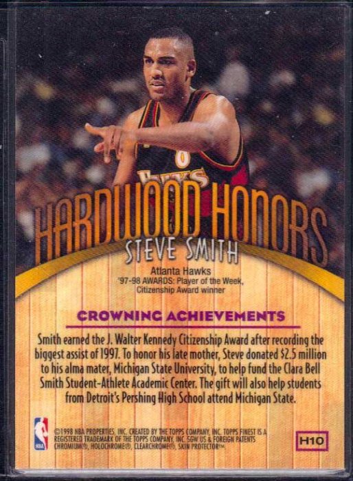 98-99 FINEST HARDWOOD HONORS #H10 STEVE SMITH