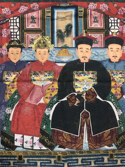 編號：hd74 仿古老畫 手繪油畫 布畫 大清皇帝家族畫像、畫工精美細膩 3120 材質：布尺寸：104x601976