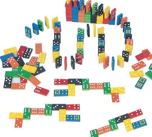 小園丁兒童教育用品社 台灣製 益智玩具 數學教具 六色木製點數骨牌 1Y 4Y 多米諾骨牌