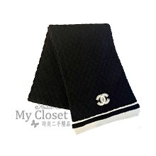 My Closet 二手名牌 CHANEL 全新 2022秋冬  Cashmere 白色雙C Logo  5字樣 長圍巾