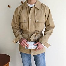 ∵ PRAY FOR FASHION ∴時裝高級感safari jacket 純色工裝口袋獵裝繫帶中短款外套風衣夾克