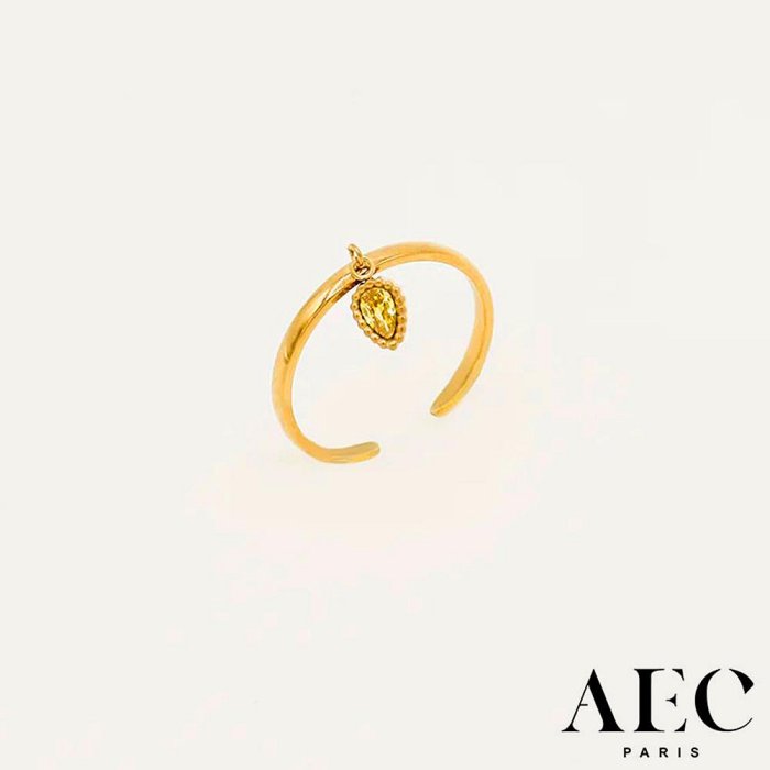 AEC PARIS 巴黎品牌 梨形切割黃鑽戒指 可調式金色戒指 THIN RING DIVYA