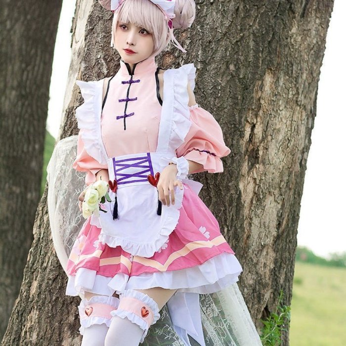 下殺 女僕 cos服cosplay服裝 日系櫻花和服cosplay服裝小喬大喬女僕裝cos服裝蘿莉lolita洋裝