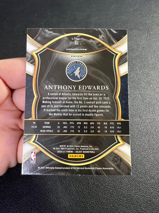 2020-21 SELECT ANTHONY EDWARDS No.61 RC藍底亮 A3