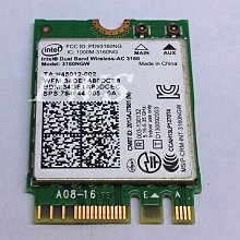 【筆電用 Intel Dual Band Wireless-AC 3160 3160NGW NGFF M.2  】