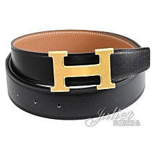 【茱麗葉精品】全新精品 HERMES 專櫃商品 30mm經典H金釦雙面牛皮皮帶.黑/咖 現貨