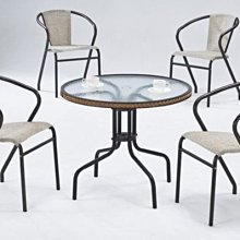 [家事達] 台灣OA-519-1/2 玻璃休閒圓桌摩登椅組(一桌4椅)-- 特價