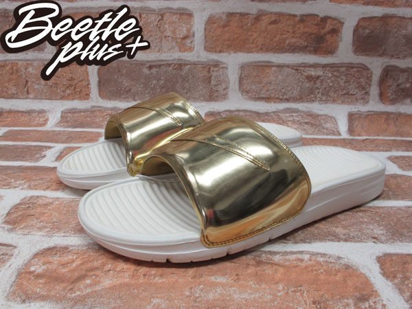 BEETLE PLUS NIKE BENASSI SOLARSOFT SLIDE SP LIQUID METAL 金 拖鞋 GD 權志龍 696116-770