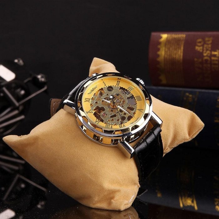 15種顏色 winner勝利者 歐美羅馬數字鏤空復古 皮帶手動機械手錶