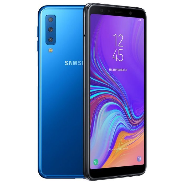 Samsung A7--128G--6吋--三鏡頭--4G+4G支援指紋--臉部解鎖--9.99新--另收二手機--