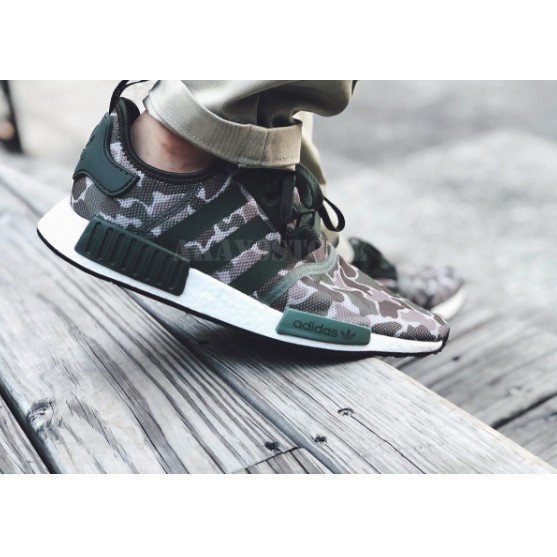 【正品】ADIDAS NMD R1 KHAKI CAMO 網布X編織 卡其綠迷彩【D96617】