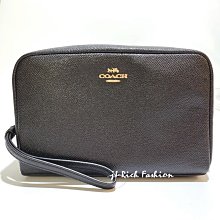 就愛精品店❤️   COACH 中性款 黑色防刮皮革材質大容量手拿包  ＃24797