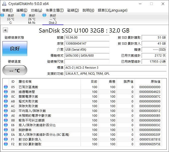 Sandisk SDSA5AK-032G SSD U110 32GB(32G) Flytech用固態硬碟 (良品/現貨)