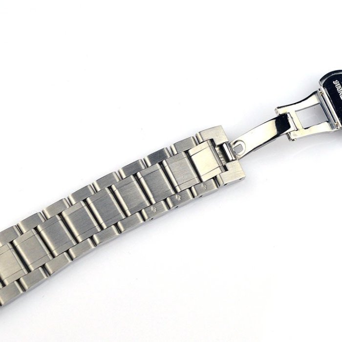 【錶帶家】『嚴選』19mm 21mm 22mm 特殊尺寸三用不銹鋼實心錶帶搭配高級雙按鈕飛機扣