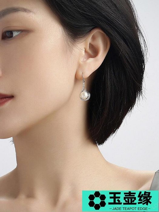 正品潮流：中國黃金S925純銀珍珠耳環女款耳釘一對耳墜耳飾生日送女友禮物玉壺緣