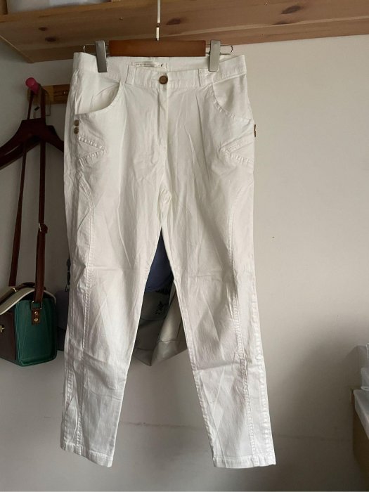 韓國 白色棉質彈性 長褲 400
