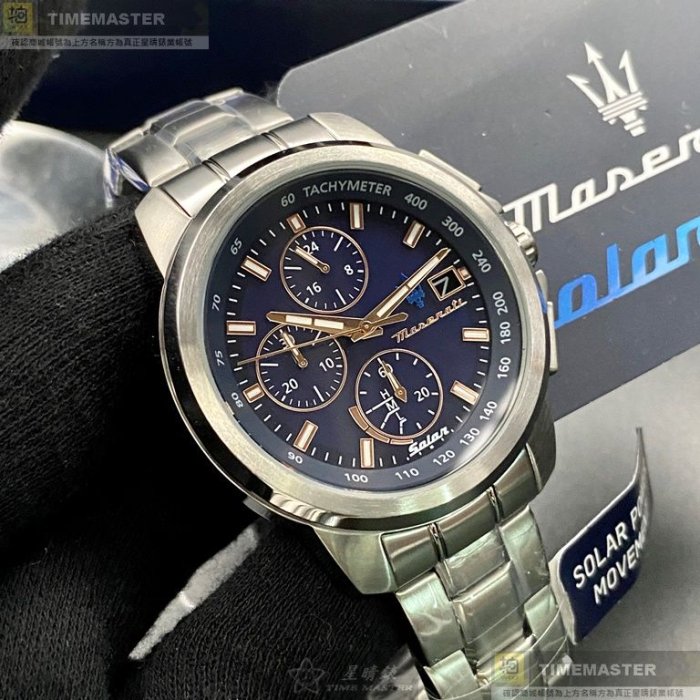 MASERATI手錶,編號R8873645004,44mm銀錶殼,銀色錶帶款