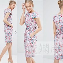 (嫻嫻屋) 英國ASOS-Closet優雅復古名媛粉色花卉圖案綁帶花苞裙小禮服 音樂會 婚禮 現貨UK10