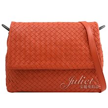 【茱麗葉精品】全新精品 BOTTEGA VENETA 專櫃商品 624044 編織羊皮翻蓋斜肩包.橘紅 現貨