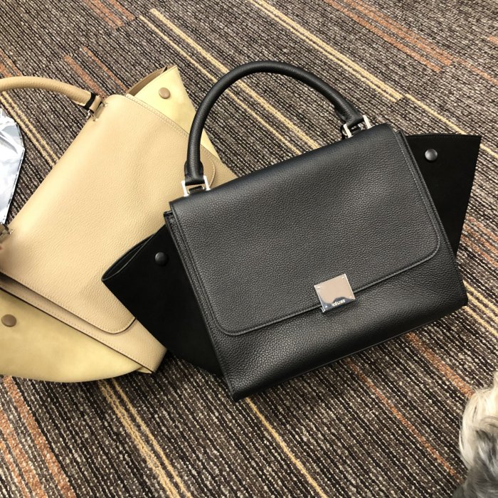 Celine Trapeze 174683 calfskin 小型牛皮鞦韆笑臉包 黑