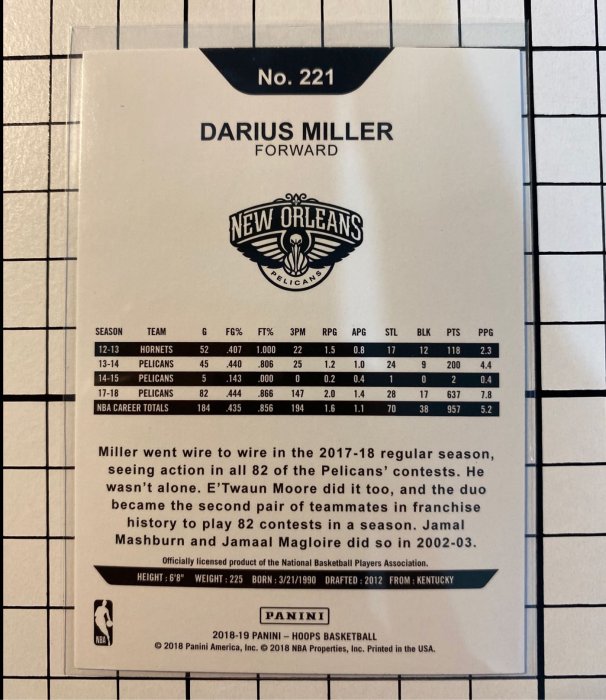 Darius Miller 2018-19 Hoops #221 Base