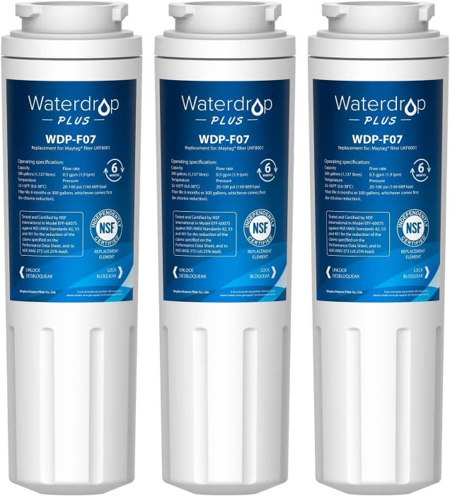 [4美國直購] Waterdrop Plus WD-F07 NSF認證濾芯 3入 相容濾心 取代 Whirlpool Everydrop Filter 4 ED