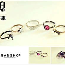 惡南宅急店【0336C】正韓劇 來自星星的你千頌伊戒指 紅水晶燕子‧5件組