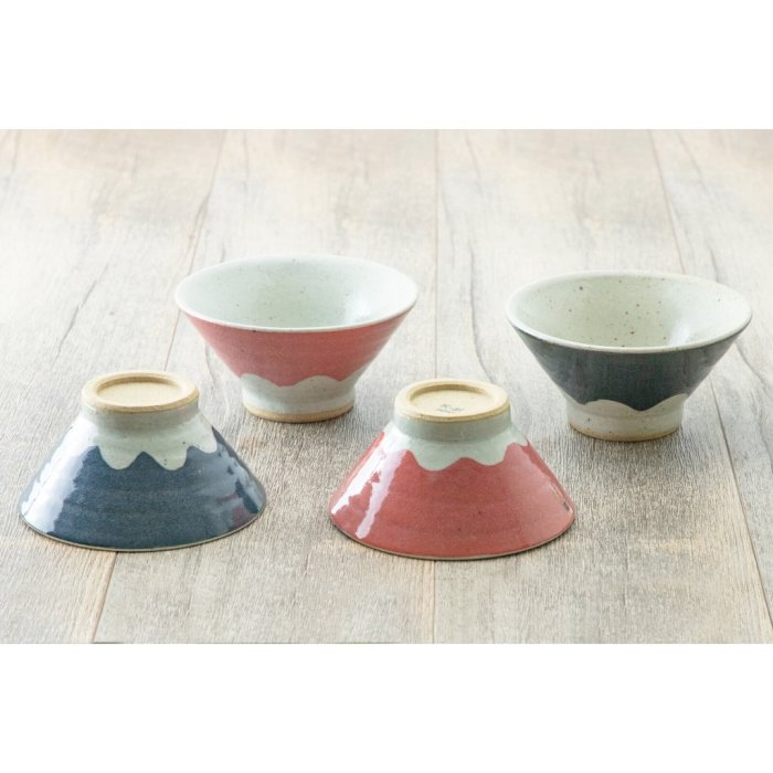 日本製 富士山碗 飯碗 12cm 赤富士/青富士 碗 陶瓷餐碗 情侶碗 夫妻碗