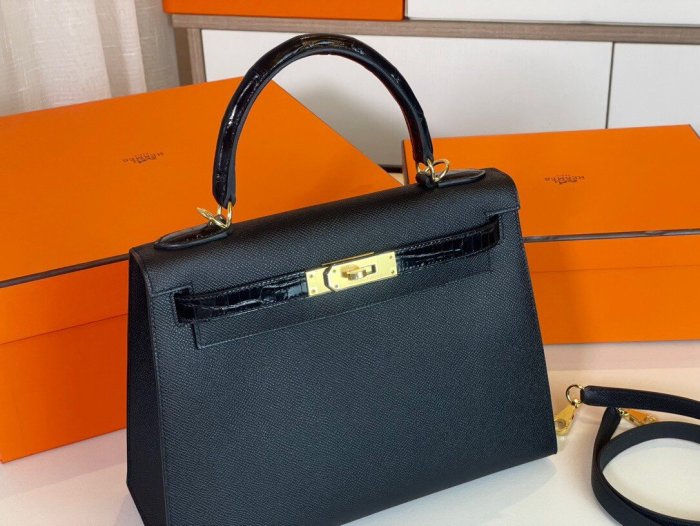 『RP精品』愛馬仕 HERMES Kelly 28 Touch 鱷魚皮 黑色 金扣 Epsom 凱莉包