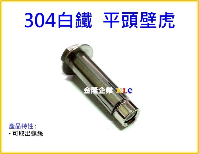 【上豪五金商城】304白鐵 平頭壁虎 專利壁虎(4分)1/2 x 5 吋 平頭膨脹螺絲 台灣製