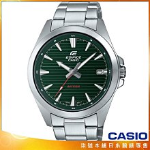 【柒號本舖】CASIO卡西歐 EDIFICE石英鋼帶錶-綠 # EFV-140D-3A (台灣公司貨)