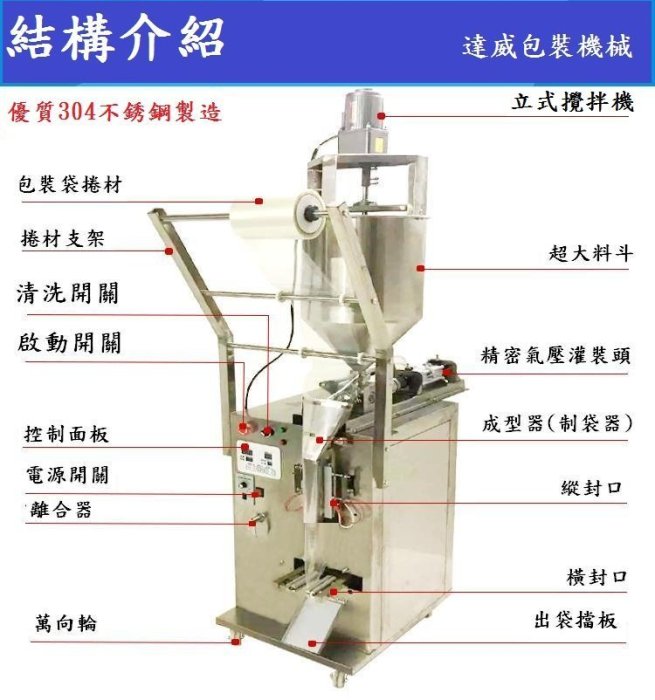 (達威包裝機械)立式攪拌全自動包裝機...--醬料/鍋底料/辣椒醬/番茄醬等適用