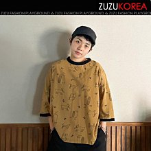 100%韓國空運 [ZUZUKOREA] * 休閒復古 動物造型可愛感圓領上衣(二色) 153072