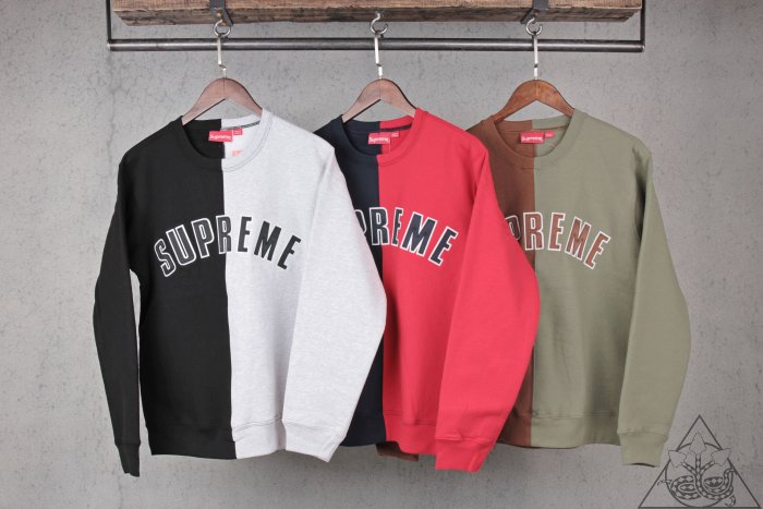 HYDRA】Supreme Split Crewneck Sweatshirt 大學T 衛衣拼接【SUP306